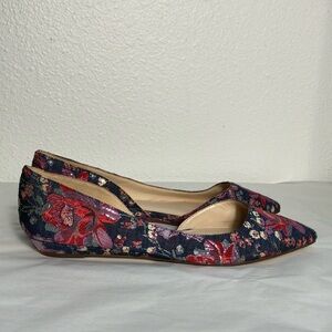 nine west womens observe flats d'orsay 8.5 floral Pointed toe business casual